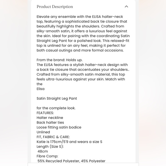 Meshki Elisa Satin Halter Top Small NWT - Picture 6 of 9